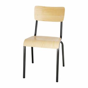 Bolero Cantina Side Chairs with Wooden Seat Pad and Backrest Metallic Grey (Pack of 4) - FB942 - 1
