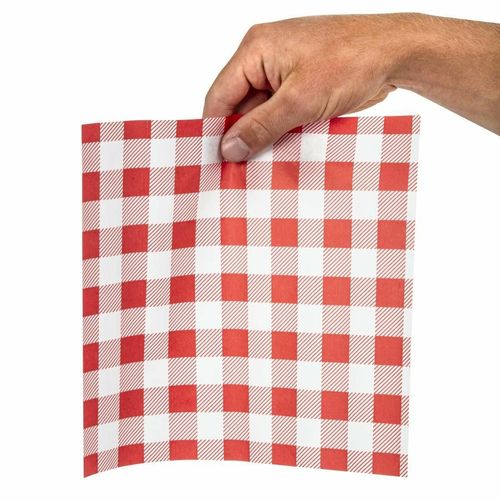 Greaseproof Paper Sheets Red Gingham 250 x 250mm (Pack of 200) - CL657 - 6
