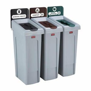 Rubbermaid Slim Jim Three Stream Recycling Station 87Ltr - DY080 - 1