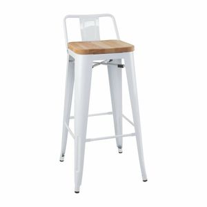 Bolero Bistro Backrest High Stools with Wooden Seat Pad White (Pack of 4) - FB625 - 1
