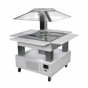 Roller Grill Heated Salad Bar Square White Wood - GP309 - 1