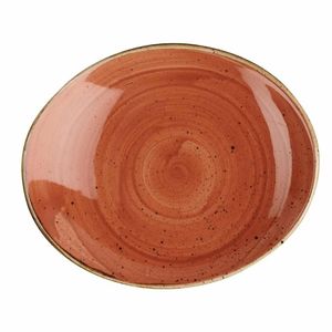 Churchill Stonecast Oval Coupe Plate Orange 192mm (Pack of 12) - CY966 - 1