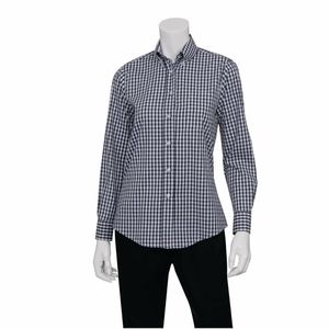 Chef Works Womens Dress Shirt Dark Navy Gingham S - B877-S - 1