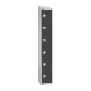 Elite Six Door Padlock Locker with Sloping Top Graphite Grey - GR682-PS - 1