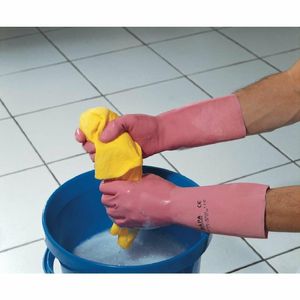 MAPA Vital 115 Liquid-Proof Light-Duty Janitorial Gloves Pink Medium - FA290-M - 3