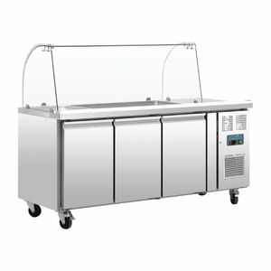 Polar U-Series Triple Door Refrigerated Gastronorm Saladette Counter - CT394 - 1