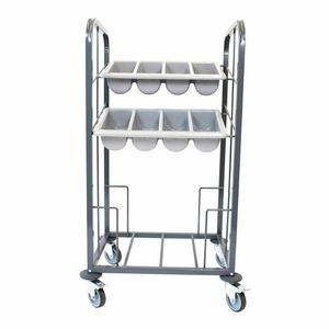 Craven Steel Two Tier Cutlery and Tray Dispense Trolley - GG139 - 3