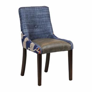 Bath Dining Chair Dark Walnut with Helbeck Midnight Back Saddle Ash Seat - 1