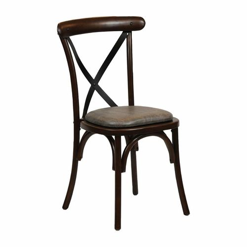 Bristol Dining Chair Dark Walnut with Padded Seat Saddle Ash (Pack of 2) - 1