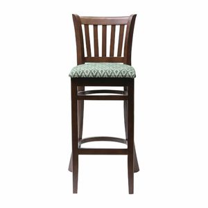 Manhattan Dark Walnut Bar Chair with Green Diamond Padded Seat - 3
