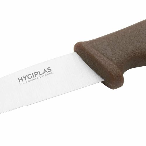 Hygiplas Vegetable Knife Serrated Brown 10.2cm - 3