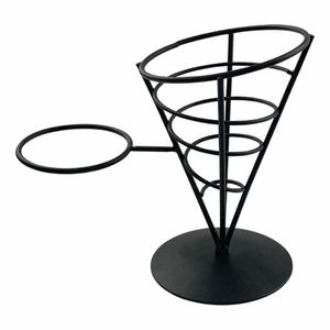 Beaumont Wire French Fry Cone And Ramekin Holder Black - CZ641 - 1