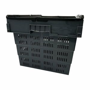 Vogue Perforated Plastic Transport Storage Crate with Attached Lid 600x400x320mm - DX996 - 3