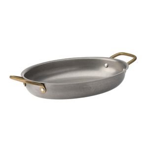 Utopia Vintage Steel Oval Dishes 245 x 175mm (Pack of 6) - HX613 - 1