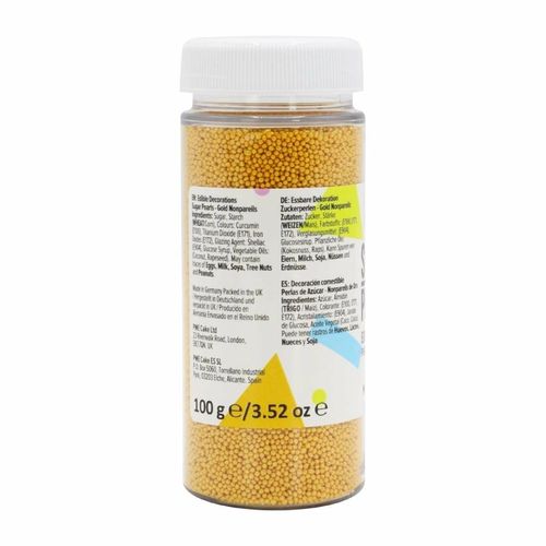 PME Sugar Pearls Nonpareils 100g - Gold - HU216 - 3