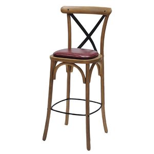 Bristol Bar Chair in Weathered Oak with Bison Bordeaux Seat - HX881 - 1