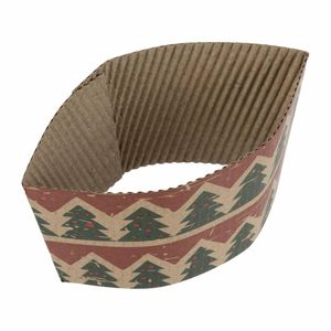 Fiesta Recyclable Christmas Cup Sleeves for 12oz Hot Cups (Pack of 100) - HX285 - 3