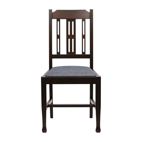 Lattice Back Dining Chair in Dark Walnut with Shetland Sea Seat (6 Pack) - JA279 - 3