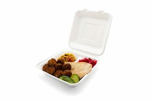 Bagasse Meal Box 3 Compartment - 9 x 9" (Case of 200) - 1