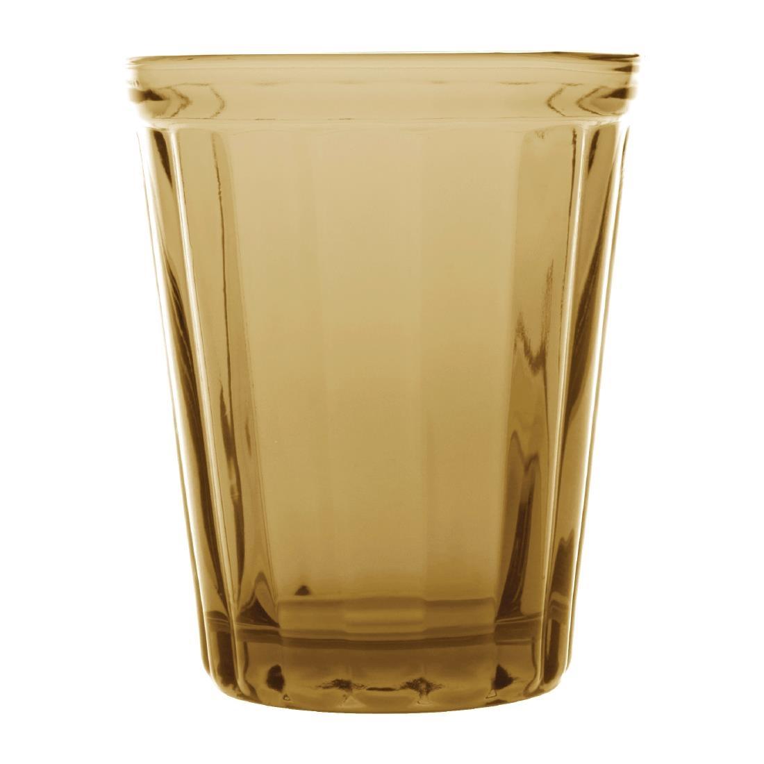 CR827 - Olympia Cabot Panelled Glass Tumbler Amber 260ml - Case 6 - CR827