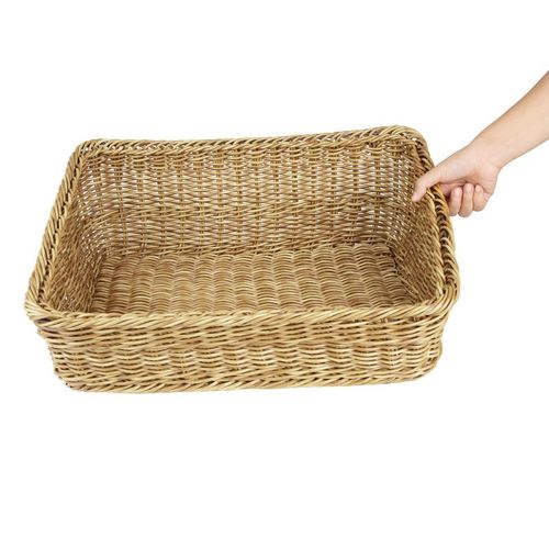 Olympia Polywicker Rectangular Display Basket Light Brown 525x385mm - JA356 - 5