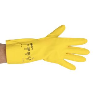 Ansell AlphaTec 87-190 Econohands Rubber Gloves Yellow L (12 Pack) - JE605-L - 3
