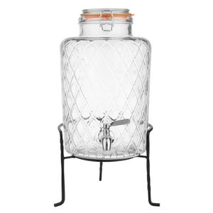 Olympia Geo Glass Clip-Top Drinks Dispenser with Wire Stand 8Ltr - JB379 - 1