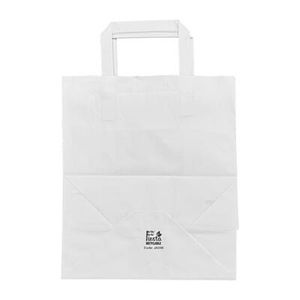 Fiesta Recyclable Flat Handle White Paper Bags Large (250 Pack) - JA348 - 1