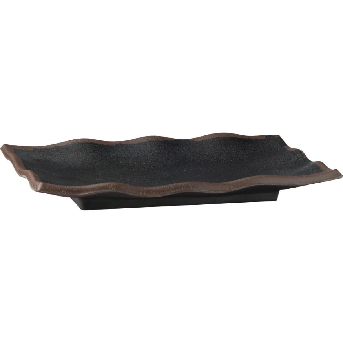 APS Marone Melamine Wavy Tray Black 225x 150mm - Each - GK838 - 1