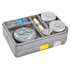 Cambro Tablotherm GoBox™ Insulated Tray with Round Porcelain Dishware - 1
