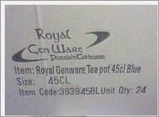 Genware Porcelain Blue Teapot 45cl/ 15.75oz (Pack of 6) - 393945BL - 4