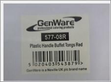 Genware Plastic Handle Buffet Tongs Red - 577-08R - 10