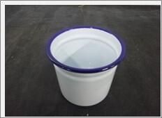 Enamel Cutlery Holder White with Blue Rim 11.5cm Dia (Pack of 6) - 54510 - 3