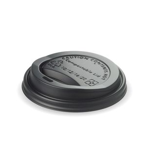 BioPak 10/12/16oz Black Bioplastic Coffee Cup Lids (Pack of 1,000) - BCL-12PLA-B-UK - 1