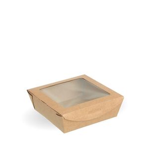 BioPak Medium Kraft PLA-Lined Window Salad Boxes (Pack of 300) - BB-SBL-MEDIUM - 1