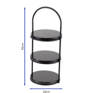 Bonzer Black Marble Afternoon Tea Stand - Black S/S 22 x 24 x H 55 cm - 13100-10 - 3