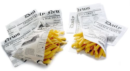 Box Of 1,000 Greaseproof Paper Chip Bags Newspaper Design 130x130 Mm / 100 G - 708762 - 1