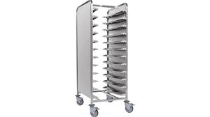 24-shelf Tray Clearing Trolley - Back To Back - Grey Slide Rails - 2 Panels Grey - For Cafeteria Trays - 785906 - 1