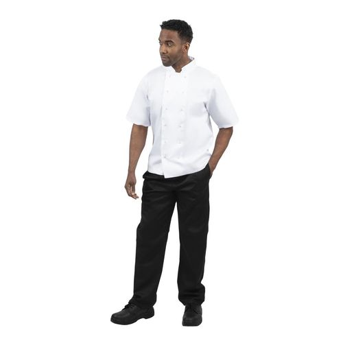 Whites Boston Unisex Chef Jackets Short Sleeve White L (5 Pack) - SA823 - 8