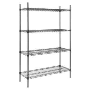 Nisbets Essentials Flat Pack 4 Shelf Unit Black Epoxy Coated 1830x1220x460mm - JE361 - 1
