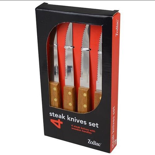 4Pc Pack Wooden Handled Steak Knives - 2261-4 - 1