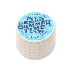 Custom Branded Ceramic Coaster Round sets of 6 - C6958 - 1