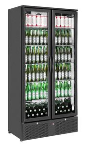 Sterling Pro Green SP220-BK Double Door Black Upright Bottle Cooler, 458 Litres - SP220-BK - 1