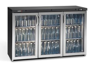 Gamko Maxiglass MG3/315GCS Maxiglass Hinged Stainless Steel Frame Glass Triple Door Undercounter Bottle Cooler, 315 Litres - MG3-315GCS - 1