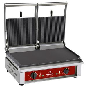 Diamond CONTACTDG2/SN Double Ribbed Top Smooth Contact Bottom Grill, 4kW - CONTACTDG2-SN - 1