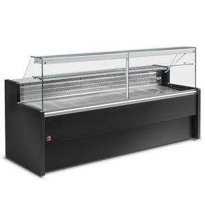 Diamond RO20/B5-R2 Black Flat Glass Serveover with Understorage, 2000mm - RO20-B5-R2 - 1