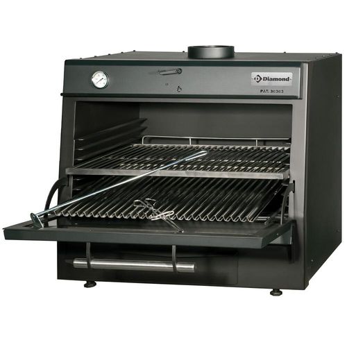 Diamond CBQ-075/BK Black Charcoal BBQ Oven - CBQ-075-BK - 1