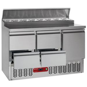 Diamond SALP3/R6_2XGC1/2/R6 1 Door & 4 Drawer Refrigerated Saladette Counter with Lid, 8 x 1/6 GN - SALP3-R6_2XGC1-2-R6 - 1