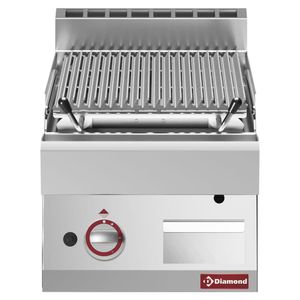 Diamond PLX47-PN Stainless Steel 1/2 Module Ribbed Lavastone Grill - PLX47-PN - 1