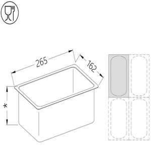 Diamond B/GN1/4-100 Gastronorm Tub 1/4 H100 Mm - B-GN1-4-100 - 1
